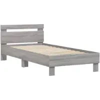 vidaXL Bedframe met hoofdeinde bewerkt hout grijs sonoma 90x200 cm