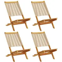 vidaXL Klapstoelen, 4 stuks, beige, massief acaciahout