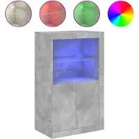 vidaXL Bijzetkast met LED-verlichting bewerkt hout betongrijs