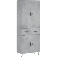 vidaXL Hoge kast 69,5x34x180 cm bewerkt hout betongrijs