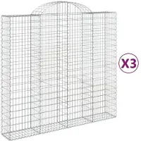 vidaXL Gabionen met boogvorm, 3 stuks, 200x50x180/200 cm, verzinkt staal
