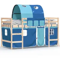 vidaXL Kinderhoogslaper met tunnel 80x200 cm massief grenenhout blauw