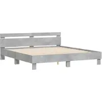 vidaXL Bedframe met hoofdeinde bewerkt hout betongrijs 160x200 cm