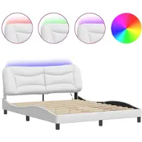 vidaXL Bedframe met LED-verlichting, zonder matras, model "Hvar", wit, 160x200 cm