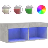 DKD Home Decor Tv-meubel met LED-verlichting 80x30x30 cm betongrijs