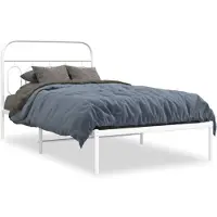 vidaXL Bedframe met hoofdbord metaal wit 100x190 cm