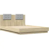 vidaXL Bedframe met hoofdeinde bewerkt hout sonoma eiken 120x200 cm