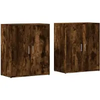 vidaXL Dressoirs 2 st 60x31x70 cm bewerkt hout gerookt eikenkleurig