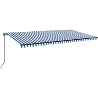 vidaXL Luifel handmatig uittrekbaar met LED 600x350 cm blauw en wit
