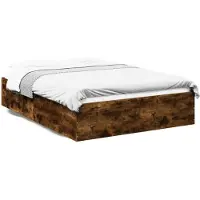 vidaXL Bedframe bewerkt hout gerookt eikenkleurig 120x200 cm