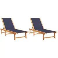 vidaXL Ligbedden 2 st massief acaciahout en textileen blauw
