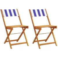 vidaXL Klapstoelen, 2 stuks, blauw en wit, massief acaciahout en stof