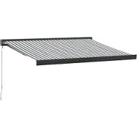 vidaXL Luifel uittrekbaar 3,5x2,5 m stof en aluminium antraciet en wit