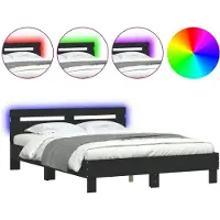vidaXL Bedframe met hoofdeinde en LED zwart 140x190 cm