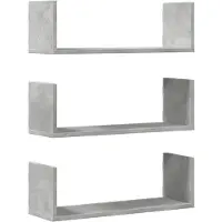 vidaXL Wandschappen 3 st 58x18x18 cm bewerkt hout betongrijs