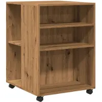 vidaXL Bijzettafel met wieltjes 55x60x78 cm hout artisanaal eikenkleur
