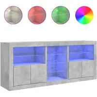 vidaXL Dressoir met LED-verlichting 181,5x37x67 cm betongrijs