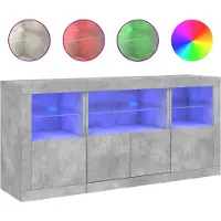 vidaXL Dressoir met LED-verlichting, betonkleur, 142,5 x 37 x 67 cm