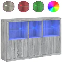 vidaXL Dressoir met LED-verlichting 162x37x100 cm grijs sonoma eiken