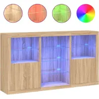 vidaXL Dressoir met LED-verlichting 181,5x37x100 cm sonoma eikenkleur