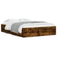vidaXL Bedframe met lades bewerkt hout gerookt eikenkleurig 120x200 cm