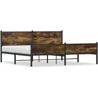 vidaXL Bedframe zonder matras metaal gerookt eikenkleurig 193x203 cm