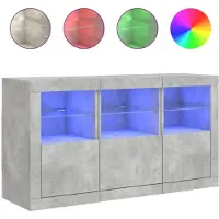 vidaXL Dressoir met LED-verlichting 123x37x67 cm betongrijs