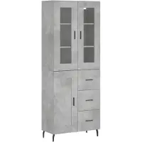 vidaXL Hoge kast, betonkleur, 69,5 x 34 x 180 cm, houtvezelplaat