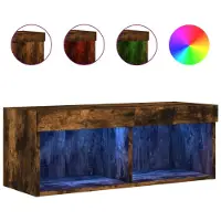 DKD Home Decor Tv-meubel met LED-verlichting 80x30x30 cm gerookt eikenkleurig