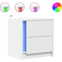 vidaXL Nachtkastjes met LED-verlichting 2 st bewerkt hout wit