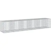 vidaXL Gabion met deksel, 550x100x100 cm, verzinkt staal
