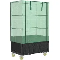 vidaXL Verhoogde plantenbak met opzetstuk en wielen, rattanlook, 80x50x182 cm