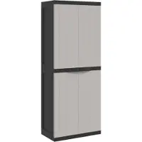 vidaXL Tuinkast 65x37x165 cm polypropeen grijs en zwart