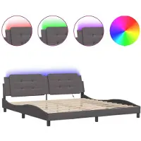 vidaXL Bedframe met LED-verlichting, zonder matras, "Zadar", grijs, 200x200 cm