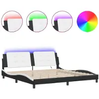 vidaXL Bedframe met LED-verlichting, zonder matras, Zadar, zwart en wit, 200x200 cm