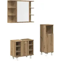 vidaXL 3-delige Badkamermeubelset bewerkt hout artisanaal eikenkleur