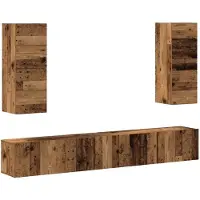 vidaXL 4-delig Tv-meubelset wandmontage bewerkt hout oud houtkleurig