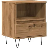 vidaXL Nachtkastje 40x35x50 cm bewerkt hout artisanaal eikenkleur