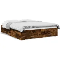 vidaXL Bedframe met lades bewerkt hout gerookt eikenkleurig 140x200 cm