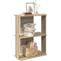 vidaXL Boekenkast 3-laags 60x30x80 cm bewerkt hout sonoma eikenkleurig