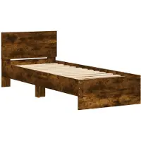 vidaXL Bedframe met hoofdeinde bewerkt hout gerookt eiken 90x190 cm