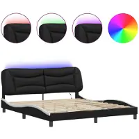 vidaXL Bedframe met LED zonder matras "Hvar" zwart en wit 180x200 cm