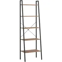vidaXL Ladderrek met 5 schappen 56x35x174 cm donkerbruin en zwart