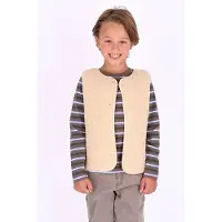 B.NOSY rechtvallend teddy gilet - beige Effen - maat 158/164