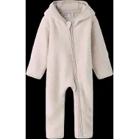 Name it BABY teddy jumpsuit met backprint - beige Meisjes Polyester Capuchon - maat 80