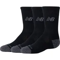 New Balance Youth Active Crew Socks 3 Pack Unisex Sportsokken - BLACK