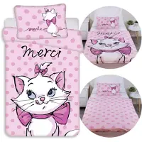 Disney Kat Marie DUBBELZIJDIG, katoenen meisjesbeddengoed met rits, 100% KATOEN 100x135cm+40x60cm OEKO-TEX