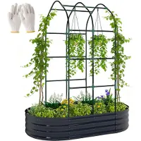 Outsunny Multifunctioneel Tuinbed - Metaal - 160x90x180cm - Donkergrijs