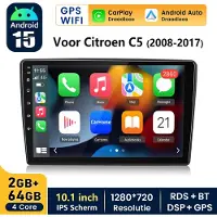 Hexinex HexinexMarket - 10.1" Autoradio Geschikt Voor Citroen C5 (2008- 2017) - Draadloos CarPlay Android Auto multimediaspeler GPS Navi - 2GB+64GB