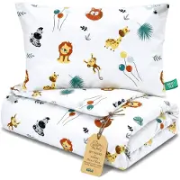 Totsy Baby Kinder dekbed zonder hoes 50x70 cm - Katoenen baby deken en kussen set kinderdeken 50 x 70 en kussen 40 x 35 - Dekbedden kinderdekbed voor babybed Oeko-Tex Safari